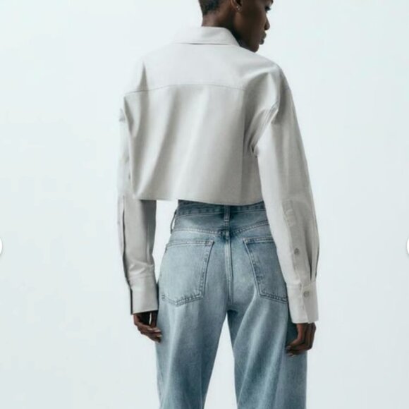 Zara Gray Button Down Shirt - Picture 4 of 7